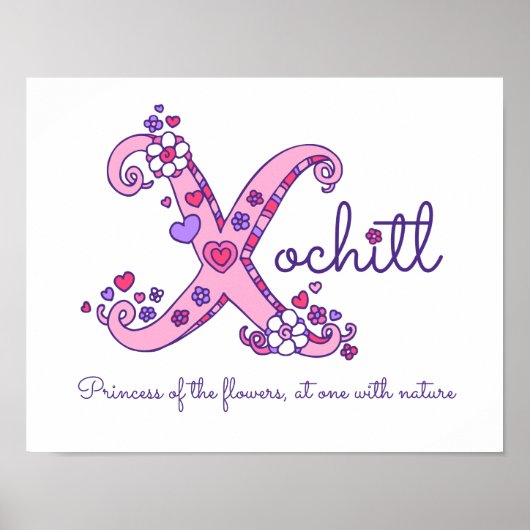 X monogram kunst Xochitl meisjes naam poster (Voorkant)