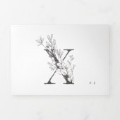 'X' Monogram mooi geborsteld Floral bruiloft Drieluik Uitnodiging (Cover)