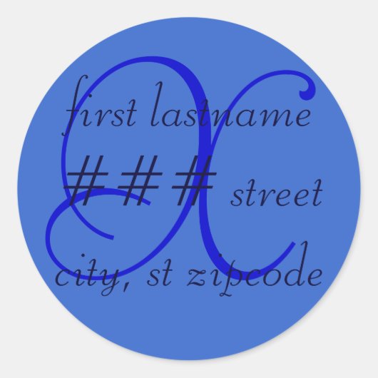 "X" monogram retouradres label - personaliseren (Voorkant)