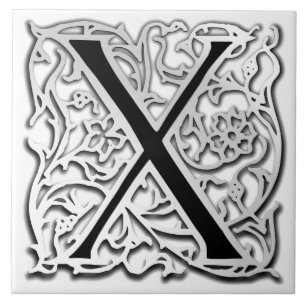 X Monogram "Silver Besque" keramische Tegel Tegeltje