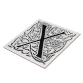 X Monogram "Silver Besque" keramische Tegel Tegeltje (Zijkant)