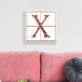 X Monogram Trajanus Rood ontwerp 8 "x8" Canvas Afdruk (Insitu (Woonkamer))