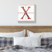 X Monogram Trajanus Rood ontwerp 8 "x8" Canvas Afdruk (Insitu (Slaapkamer))