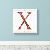 X Monogram Trajanus Rood ontwerp 8 "x8" Canvas Afdruk (Insitu (Houten vloer))