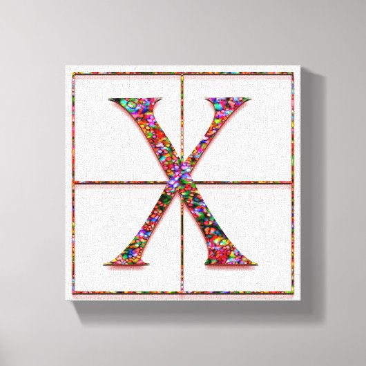 X Monogram Trajanus Rood ontwerp 8 "x8" Canvas Afdruk (Voorkant)