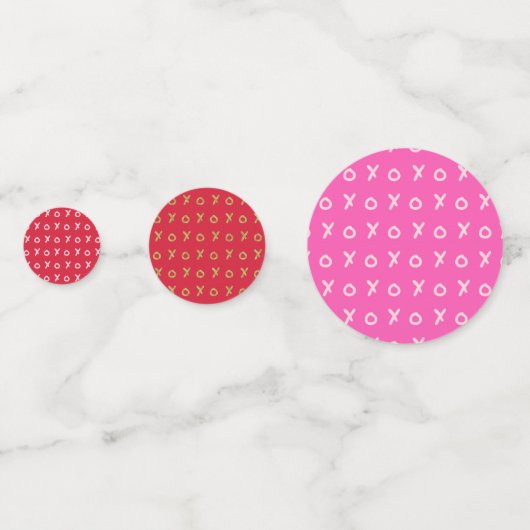 X & O XO XO Valentijn Party Red Pink Gold Confetti (Voorkanten)