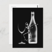 X-Ray Celebration Skeleton & Wine - B&W Briefkaart (Voorkant / Achterkant)