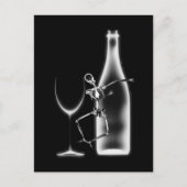 X-Ray Celebration Skeleton & Wine - B&W Briefkaart (Voorkant)