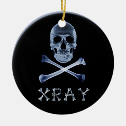 X-RAY CHRISTMAS ORNAMENT SKULL & CROSS BOTTEN (Voorkant)