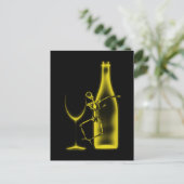 X-Ray Feest Skelet & Wijn - Geel Briefkaart (Staand voorkant)