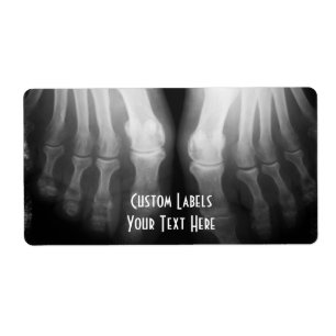 X-Ray Feet Human Skeleton Botten zwart-wit Etiket