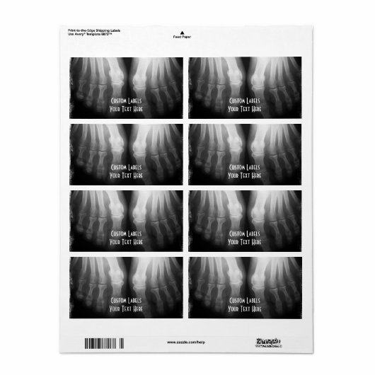 X-Ray Feet Human Skeleton Botten zwart-wit Etiket (Full Sheet)