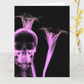 X-Ray Flowers & Skull - Roze Kaart (Gele Bloem)