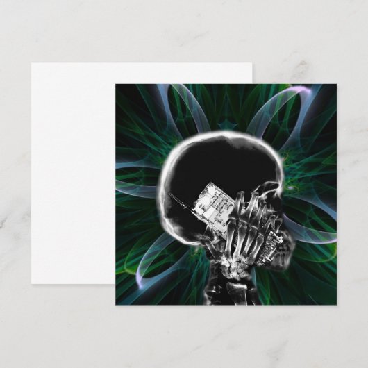 X-ray Fractal Flower Smartphone Skeleton - Blauwgr (Voorkant / Achterkant)