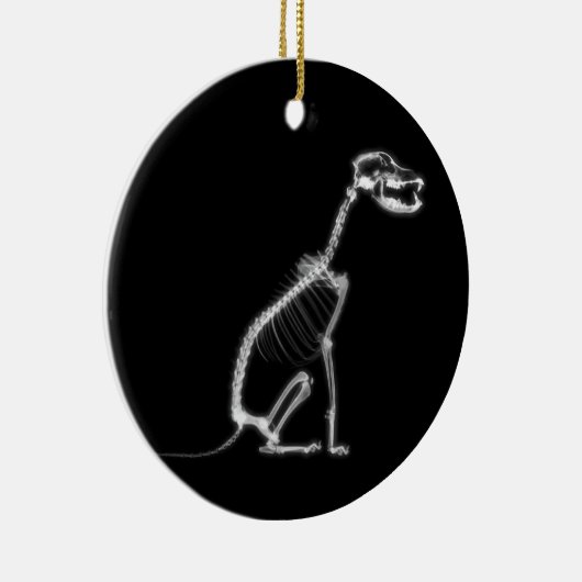 X-RAY PUPPY DOG SKELETON-SITTING - B&W KERAMISCH ORNAMENT (Rechts)