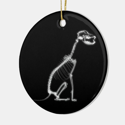 X-RAY PUPPY DOG SKELETON-SITTING - B&W KERAMISCH ORNAMENT (Links)
