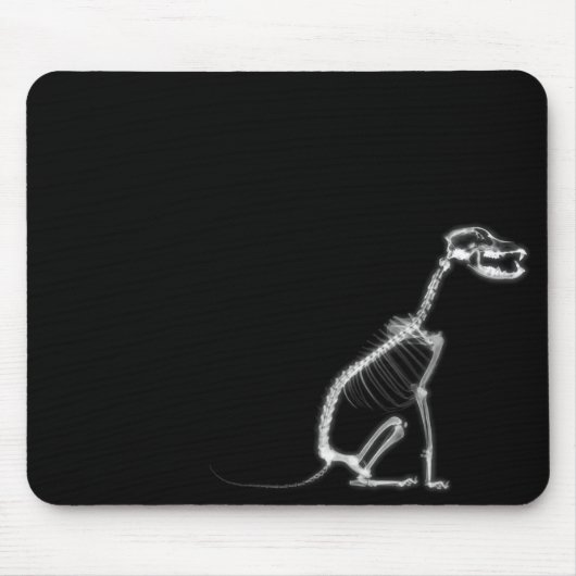 X-RAY PUPPY DOG SKELETON-SITTING - B&W MUISMAT (Voorkant)