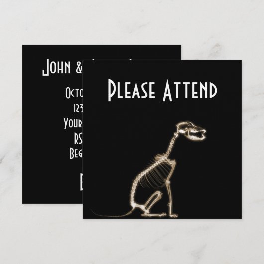 X-RAY PUPPY DOG SKELETON SITTING - SEPIA KAART (Voorkant / Achterkant)