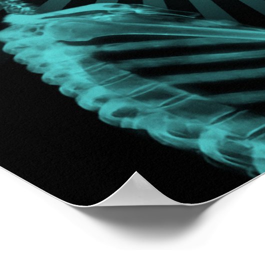 X-Ray Skelet op Megafone - Blauwgroen Poster (Hoek)