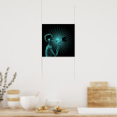 X-Ray Skelet op Megafone - Blauwgroen Poster (Keuken)