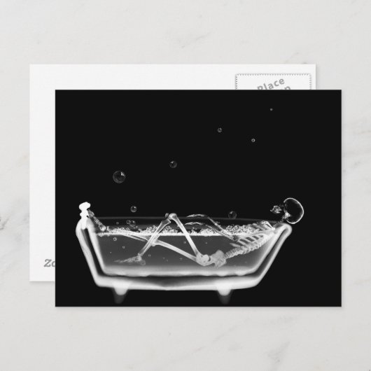 X-Ray Skeleton B&W Bath Time Briefkaart (Voorkant / Achterkant)