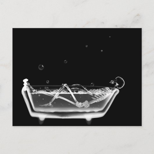 X-Ray Skeleton B&W Bath Time Briefkaart (Voorkant)