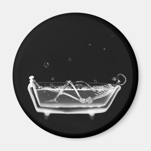 X-Ray Skeleton B&W Bath Time Magneet (Voorkant)
