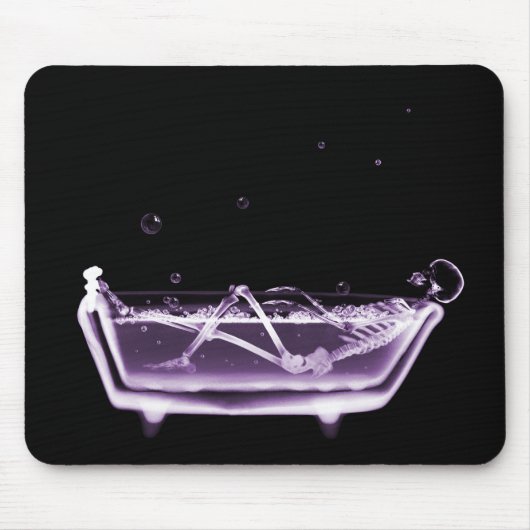 X-Ray Skeleton B&W Bath Time Paars Muismat (Voorkant)