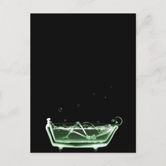 X-Ray Skeleton Bath Black Green Briefkaart (Voorkant)
