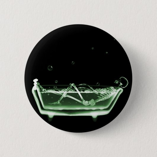 X-Ray Skeleton Bath Black Green Ronde Button 5,7 Cm (Voorkant)