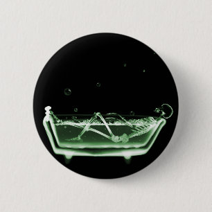 X-Ray Skeleton Bath Black Green Ronde Button 5,7 Cm