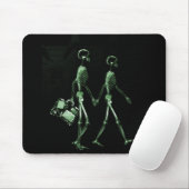 X-Ray Skeleton Couple Traveling Black Green Muismat (Met muis)