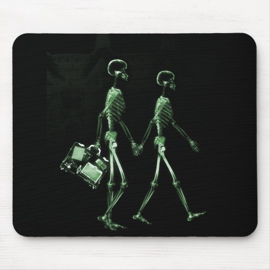 X-Ray Skeleton Couple Traveling Black Green Muismat (Voorkant)
