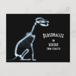 X-Ray Skeleton Dog - Blauw Briefkaart