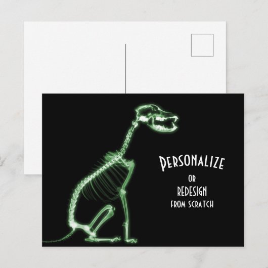 X-Ray Skeleton Dog - Groen Briefkaart (Voorkant / Achterkant)