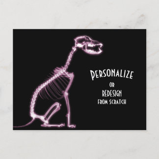 X-Ray Skeleton Dog - Roze Briefkaart