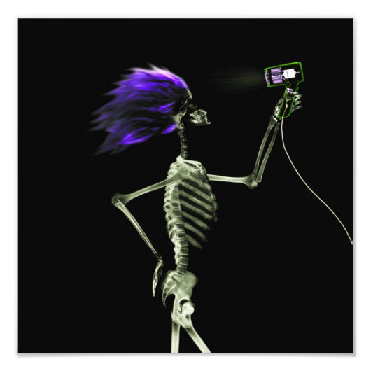 X-Ray Skeleton Hair Stylist - Paars Foto Afdruk (Voorkant)