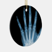 X-RAY SKELETON HAND FINGERS BLUE KERAMISCH ORNAMENT (Rechts)