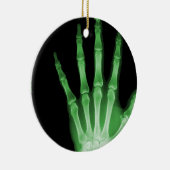 X-RAY SKELETON HAND FINGERS GREEN KERAMISCH ORNAMENT (Rechts)