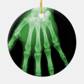 X-RAY SKELETON HAND FINGERS GREEN KERAMISCH ORNAMENT (Achterkant)