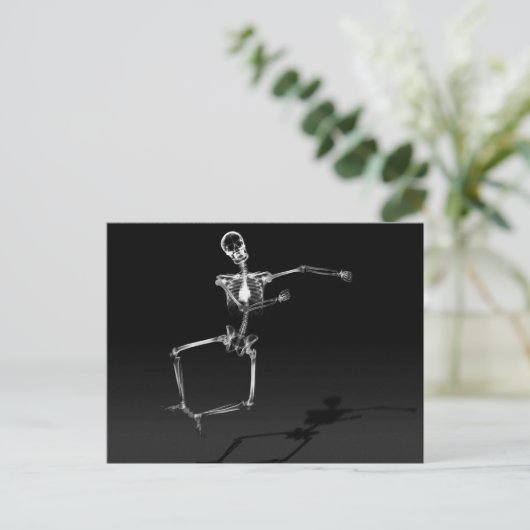 X-RAY SKELETON JOY LEAP B&W BRIEFKAART (Staand voorkant)