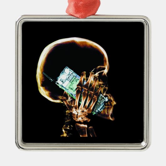 X-RAY SKELETON OP CELTELEFOON METALEN ORNAMENT (Voorkant)