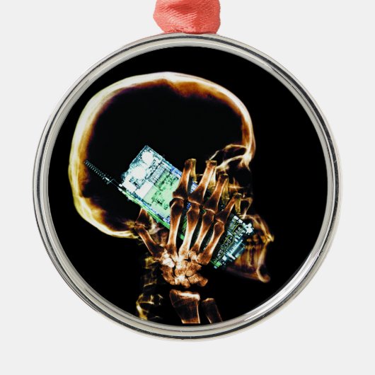 X-RAY SKELETON OP CELTELEFOON METALEN ORNAMENT (Voorkant)
