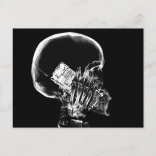 X-RAY SKELETON OP CELTELEFOONZWARTE EN WITTE TEKST BRIEFKAART