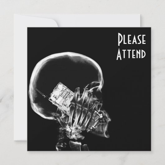 X-RAY SKELETON OP CELTELEFOONZWARTE EN WITTE TEKST KAART (Voorkant)