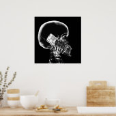X-RAY SKELETON OP CELTELEFOONZWARTE EN WITTE TEKST POSTER (Keuken)