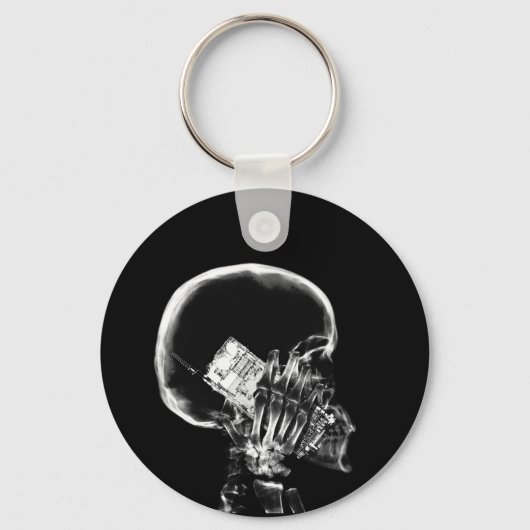 X-RAY SKELETON OP CELTELEFOONZWARTE EN WITTE TEKST SLEUTELHANGER (Voorkant)