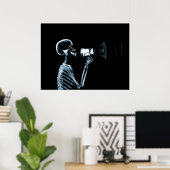X-RAY SKELETON OP MEGAPHONE - BLUE POSTER (Thuiskantoor)