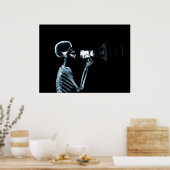 X-RAY SKELETON OP MEGAPHONE - BLUE POSTER (Keuken)