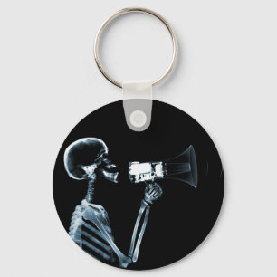 X-RAY SKELETON OP MEGAPHONE - BLUE SLEUTELHANGER
